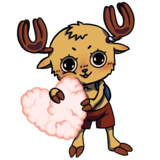 ♥️ Tony Tony Chopper One Piece Anime, One Piece, Tony Tony Chopper, Rentier, Herz, Süß, Kawaii, Cartoon telegram sticker