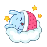 😴 睡眠, 雲, 星, アニメ, ウサギ, 可愛い whatsapp sticker