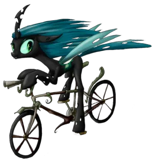 😊 Queen Chrysalis My Little Pony desenho animado, pônei, bicicleta, andando, rainha Chrysalis, fantasia, inseto whatsapp sticker