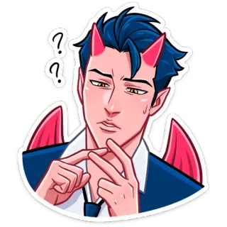 🤔 devil, horns, question, demon, confused, anime, cartoon telegram sticker