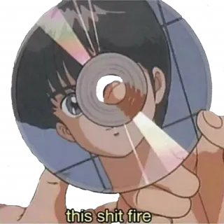 🚕 this shit fire anime, cd, fire, cool, music telegram sticker