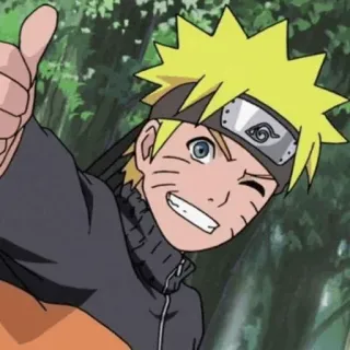 🦊 Naruto Anime, Naruto, Postać, Kciuk w górę, Mruganie, Uśmiechnięty telegram sticker