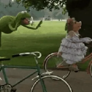 🚴‍♂️ Kermit 科米蛙, 猪小姐, 自行车, 布偶, 表情包, 搞笑, 卡通 whatsapp sticker