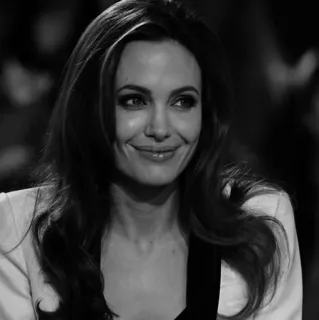 🗽 Angelina Jolie attrice, donna, ritratto, celebrità, bianco e nero telegram sticker