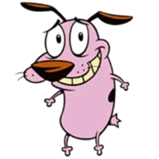 😀 Courage the Cowardly Dog cartoon, dog, Courage, cowardly, fearful, pink telegram sticker