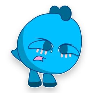 😢 만화, 슬픔, 울음, 파란색, 캐릭터, 이모티콘 telegram sticker