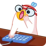 🥵 새, 타자, 키보드, 충격, 웃긴, 만화 whatsapp sticker
