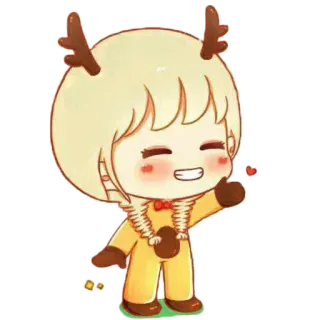 ✋ Олень, Чиби, Милый, Мультфильм, Животное, Рога telegram sticker