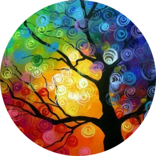 🌳 tree, colorful, art, painting, abstract, nature, whimsical whatsapp sticker