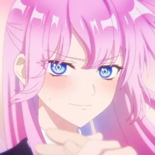 🍧 Anime, pinke Haare, blaue Augen, animierter Charakter telegram sticker