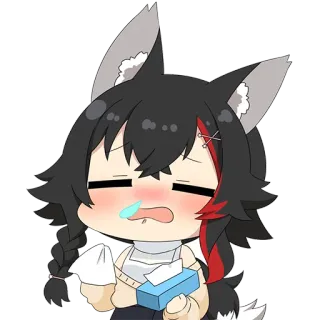 🤧 anime, cartoon, sick, illness, cold, tissues, chibi, kawaii telegram sticker