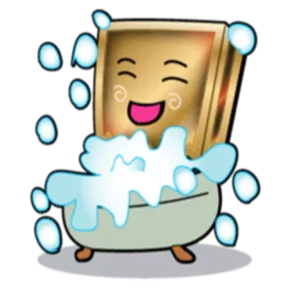 🛁 bathtub, bubble, soap, clean, cartoon, cute, character whatsapp sticker