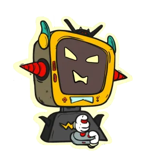 🕹 robot, manette de jeu, dessin animé, jaune, personnage telegram sticker
