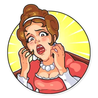 😨 Desenho animado, Assustada, Mulher, Chocada, Personagem telegram sticker