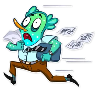 🏃 Мультфильм, Бег, Бизнес, Офис, Паника, Документы whatsapp sticker