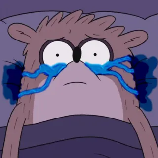 😭 Rigby Regular Show piangere, triste, procione, cartone animato, lacrime telegram sticker