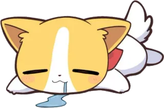 🤤 睡眠, 猫, 可愛い, 漫画, 動物, 横たわる telegram sticker