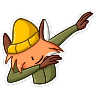 💃 rubah, dab, kartun, hewan, stiker whatsapp sticker