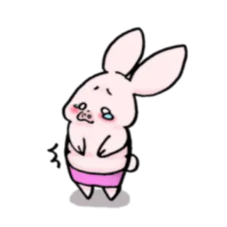 🍽 кролик, милый, мультик, животное, грустный, плачущий telegram sticker
