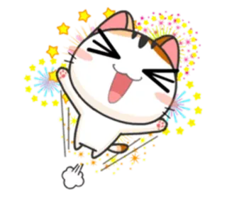 🙌 chat, dessin animé, fête, mignon, joyeux, amusant whatsapp sticker
