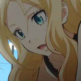 🌙 anime, blond włosy, niebieskie oczy, kobieta, kobieca, kreskówka telegram sticker