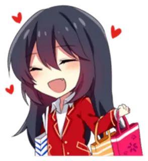😜 Anime, Fille, Shopping, Mignon, Chibi, Coeurs telegram sticker
