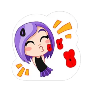 ❤ anime, girl, sticker, cute, purple hair telegram sticker