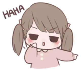 😲 HAHA menina, rindo, fofa, desenho animado whatsapp sticker