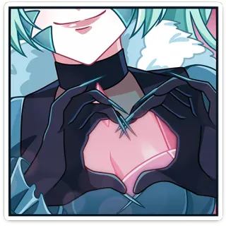 ❤ アニメ, ハート, 愛, キャラクター, 手袋, 青 telegram sticker