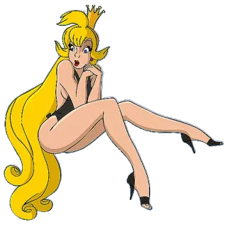 😳 cartoon, princess, character, blonde, woman, swimsuit, crown telegram sticker