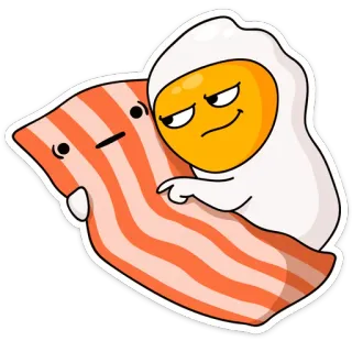 🤗 Speck, Ei, Essen, Frühstück, Cartoon, Lustig telegram sticker