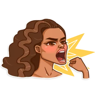 😡 woman, angry, yelling, shouting, cartoon, emotion, frustration telegram sticker