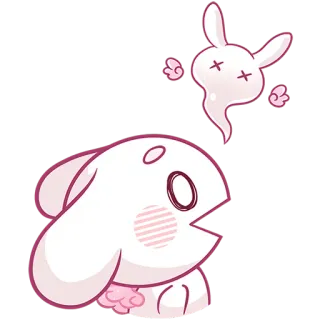 😵 bunny, rabbit, cute, animal, ghost, cartoon, kawaii telegram sticker