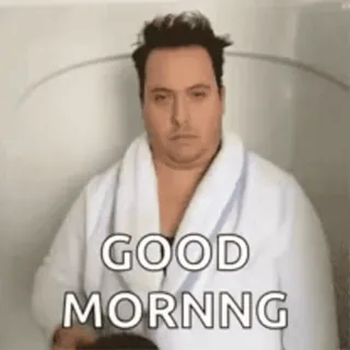 😘 GOOD MORNING bom dia, saudação, homem, roupão, manhã telegram sticker