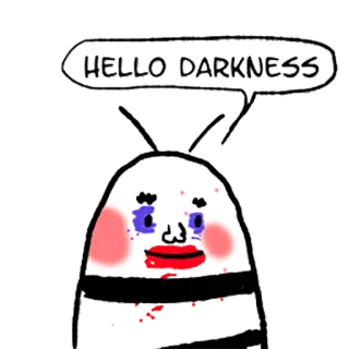 😳 HELLO DARKNESS obscurité, salut, triste, dessin animé, bulle, texte telegram sticker