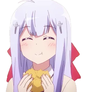 😋 Anime, Ragazza, Mangiare, Carino, Cartone animato, Personaggio telegram sticker