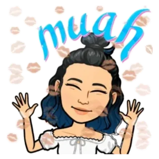 💋 muah поцелуй, чмок, мультфильм, женщина, эмодзи, стикер, аватар telegram sticker