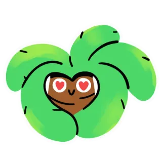 😍 Coeur dans les yeux, Amour, Mignon, Dessin animé, Vert telegram sticker
