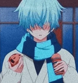 😐 Anime, Junge, Süß, Schal, Winter, Essen telegram sticker