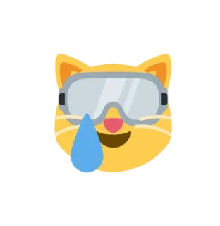 🥲 gato, emoji, gafas, gota de sudor, gracioso telegram sticker