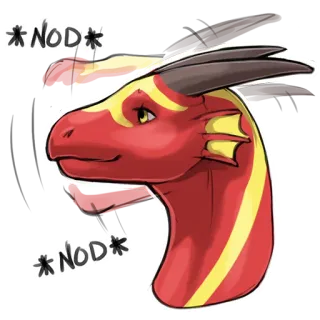 👍 *NOD* Drache, nickend, Tier, Fantasy, rot, gelb whatsapp sticker