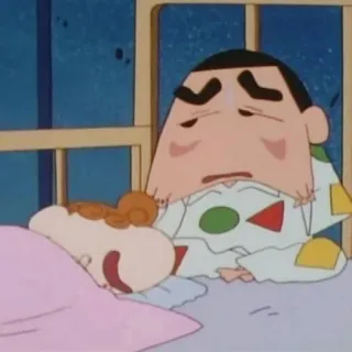 🌱 Shin-chan Crayon Shin-chan Anime, Cartoni animati, Dormire, Pigiama, Bambino, Famiglia whatsapp sticker