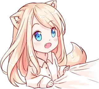 😁 animé, mignon, fille chat, kawaii, chibi whatsapp sticker