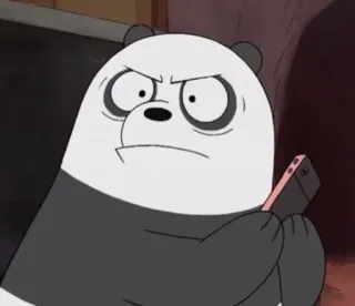 😑 Panda We Bare Bears panda, cartoni animati, we bare bears, arrabbiato, orso, telefono telegram sticker