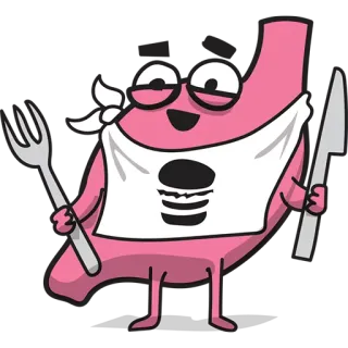😋 estomac, nourriture, burger, dessin animé, drôle, manger, couteau, fourchette whatsapp sticker