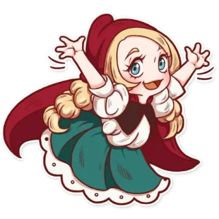 👋 Little Red Riding Hood Cartoon, Märchen, Rotkäppchen, Kind, Mädchen, blond whatsapp sticker