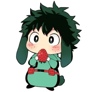 🍓 Izuku Midoriya My Hero Academia Izuku Midoriya, Deku, My Hero Academia, Anime, Erdbeere, Chibi telegram sticker