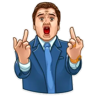 🖕 dedo do meio, ofensivo, gesto, homem de negócios, terno telegram sticker