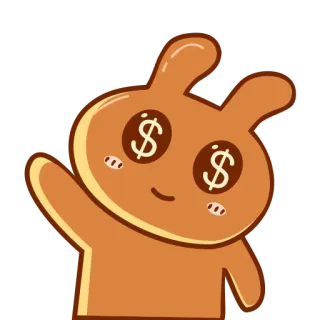 ☺️ dessin animé, lapin, argent, dollars, mignon, animal, autocollant telegram sticker