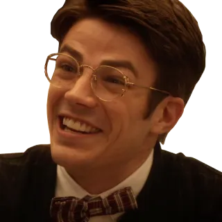 😁 Eobard Thawne The Flash heureux, sourire, nœud papillon, lunettes whatsapp sticker